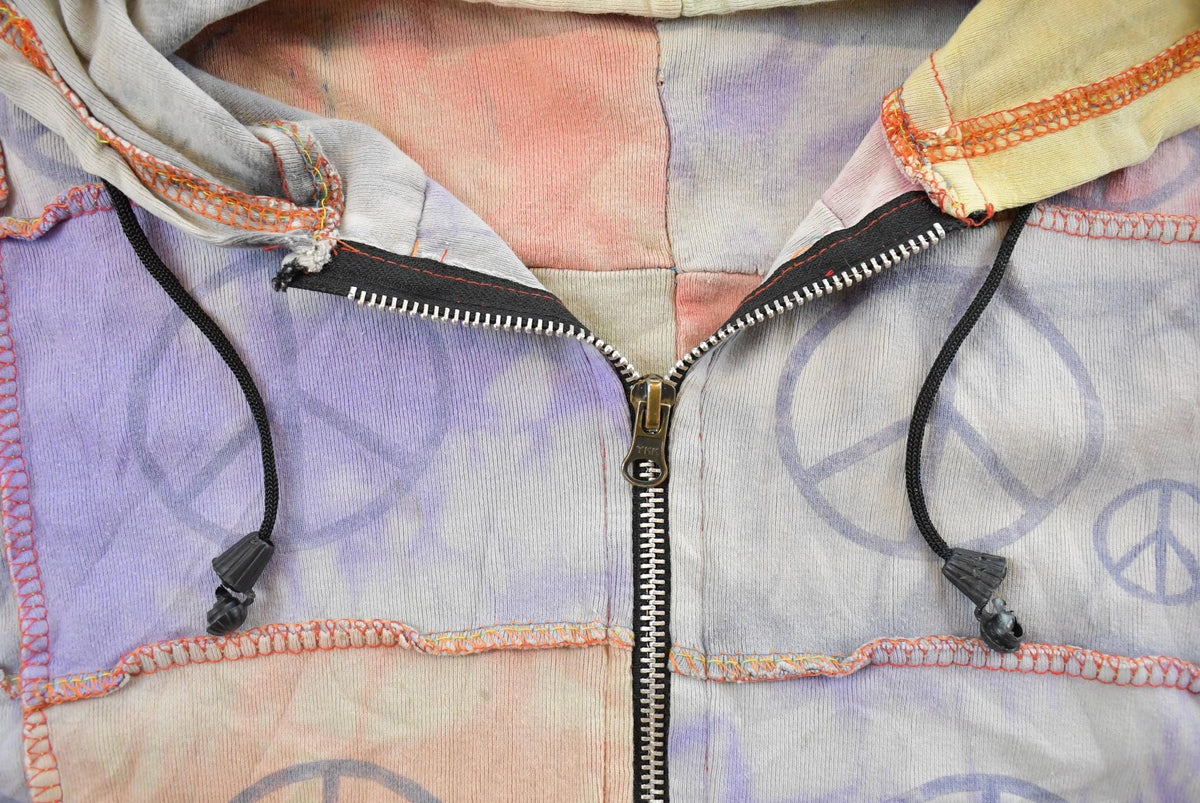 Vintage Y2K KPC Peace Colour Block Full Zip Graphic Hoodie Women's L from propervintagecanada