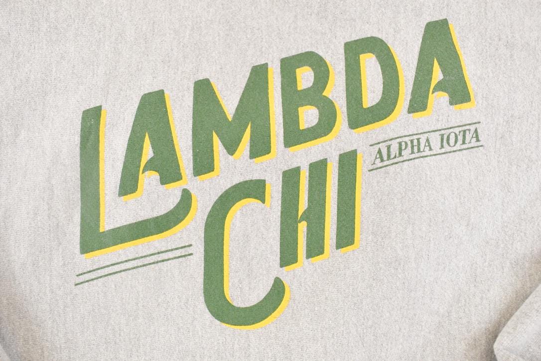 Vintage Y2K Lambda Chi Champion Reverse Weave Crewneck Sweatshirt Men's M / Script Logo / Eco Fleece / Minimalist / 2000s Blank from propervintagecanada