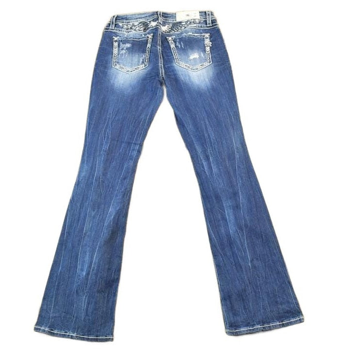 Vintage Y2K Miss Me Angel Wing Bedazzled Low Rise Jeans Size 30x31 / Boot Cut Jeans / Y2K Style / Embroidered Jeans / 2000s / Contrast from propervintagecanada