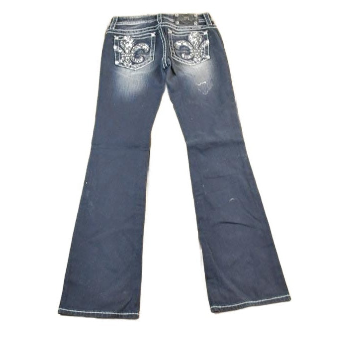Vintage Y2K Miss Me Bedazzled Blackwash Low Rise Jeans Size 26x31 / Boot Cut Jeans / Y2K Style / Embroidered Jeans / 2000s / Contrast from propervintagecanada