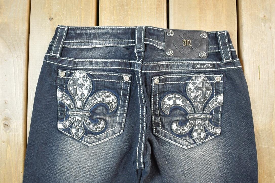 Vintage Y2K Miss Me Bedazzled Blackwash Low Rise Jeans Women's 26 x 33 from propervintagecanada