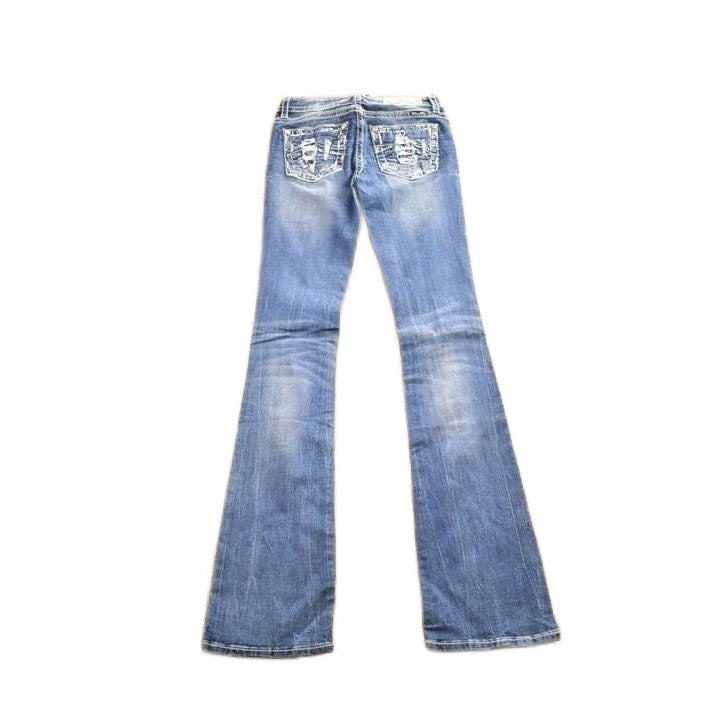 Vintage Y2K Miss Me Bedazzled Boot Cut Low Rise Jeans Size 26x36 from propervintagecanada