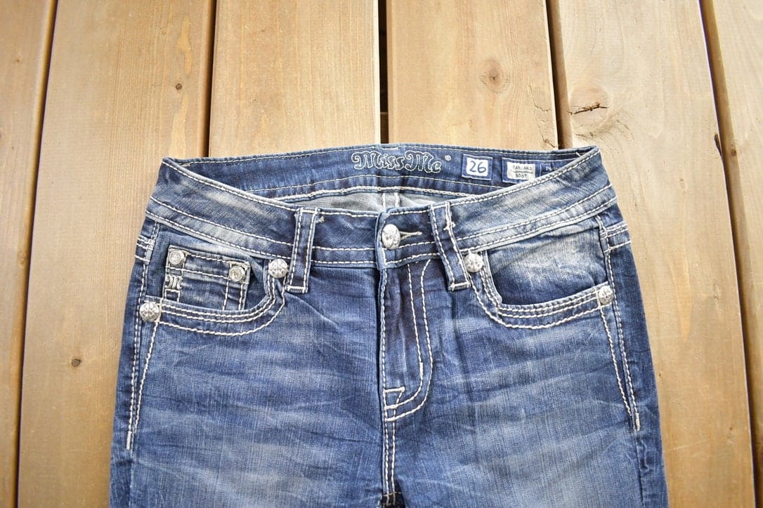Vintage Y2K Miss Me Bedazzled Boot Cut Low Rise Jeans Women's 26 x 33 from propervintagecanada