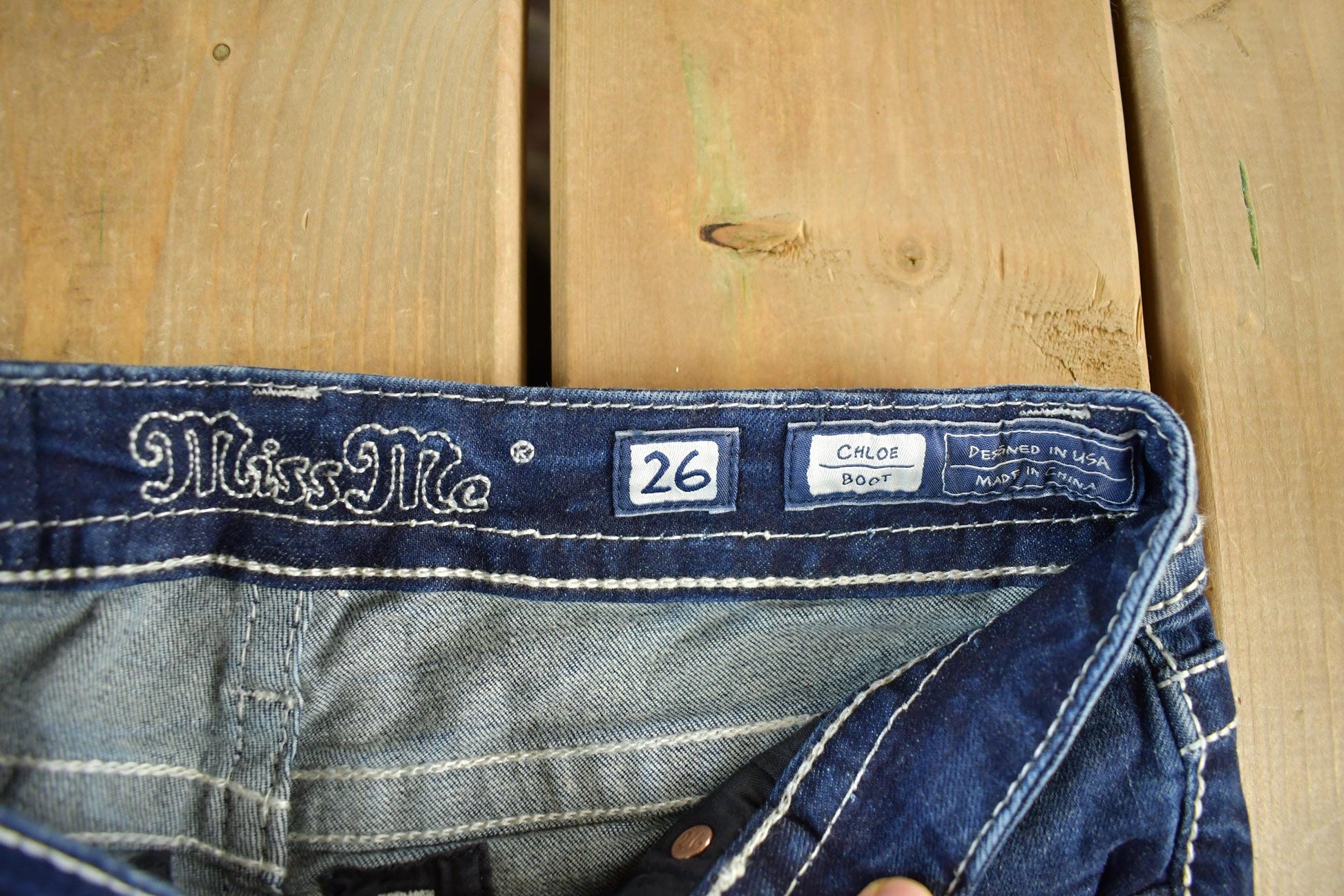 Vintage Y2K Miss Me Bedazzled Chloe Bootcut Low Rise Jeans Women's S 28 x 33