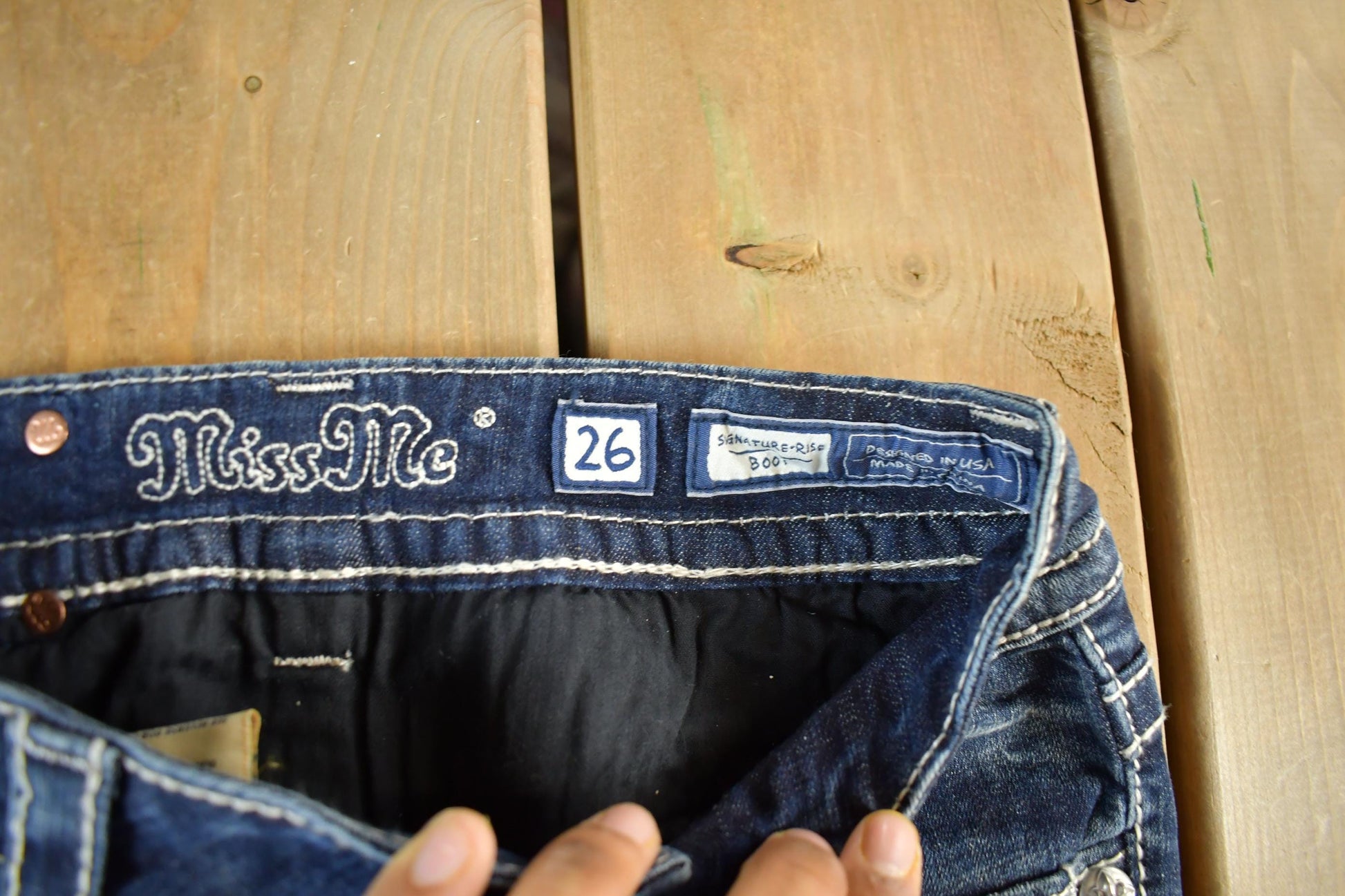 Vintage Y2K Miss Me Bedazzled Chloe Bootcut Signature Rise Jeans Women's S 26 x 33 from propervintagecanada