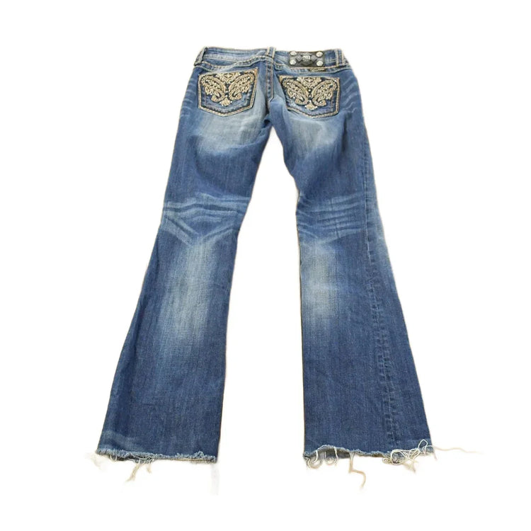 Vintage Y2K Miss Me Bedazzled Cowgirl Western Boot Cut Low Rise Jeans Women's 26 x 30 from propervintagecanada