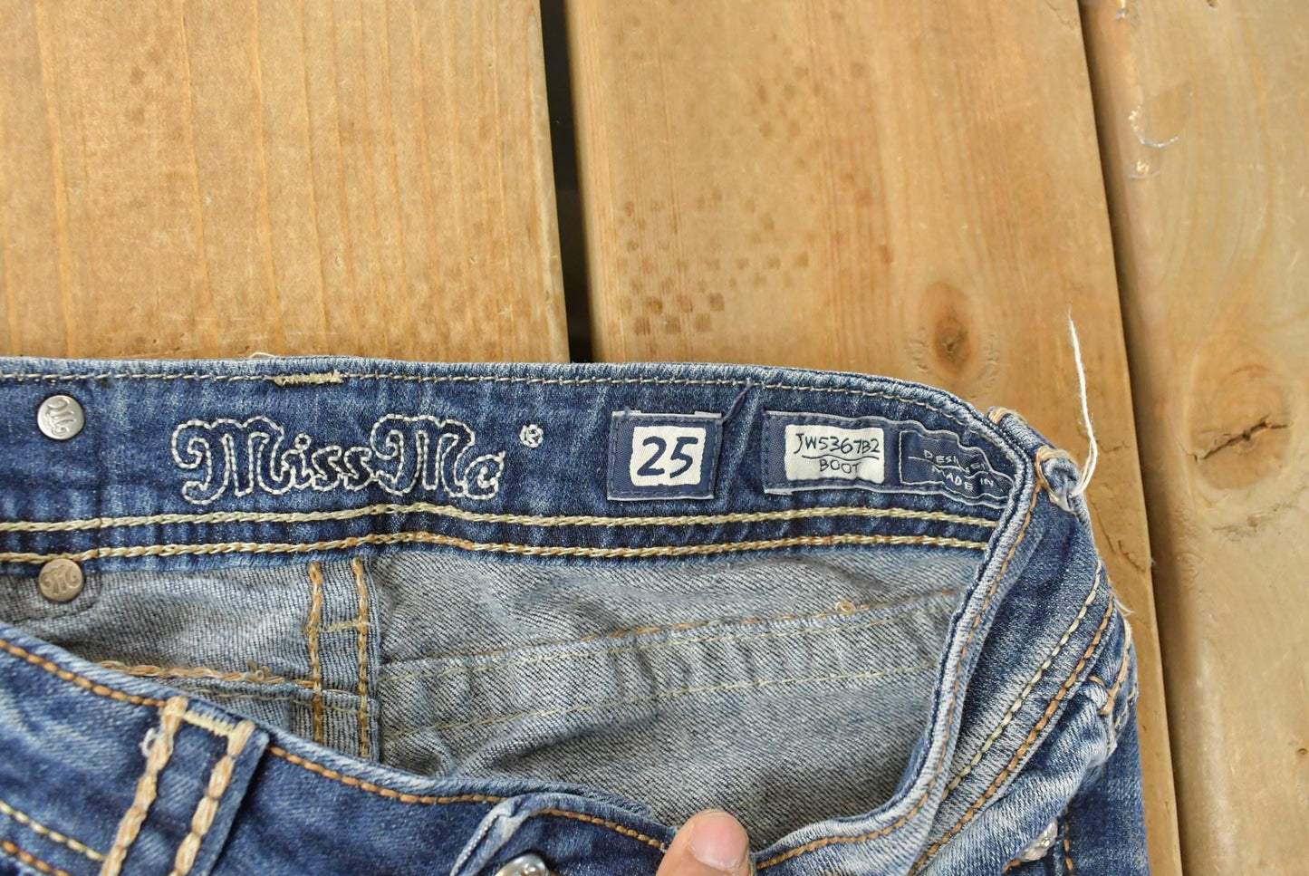 Vintage Y2K Miss Me Bedazzled Cowgirl Western Boot Cut Low Rise Jeans Women's 26 x 30 from propervintagecanada