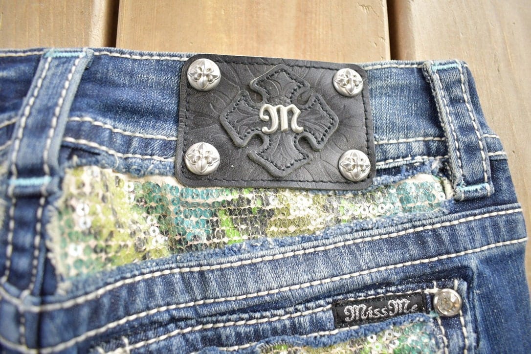 Vintage Y2K Miss Me Bedazzled Cowgirl Western Boot Cut Low Rise Jeans Women's 26 x 33 from propervintagecanada