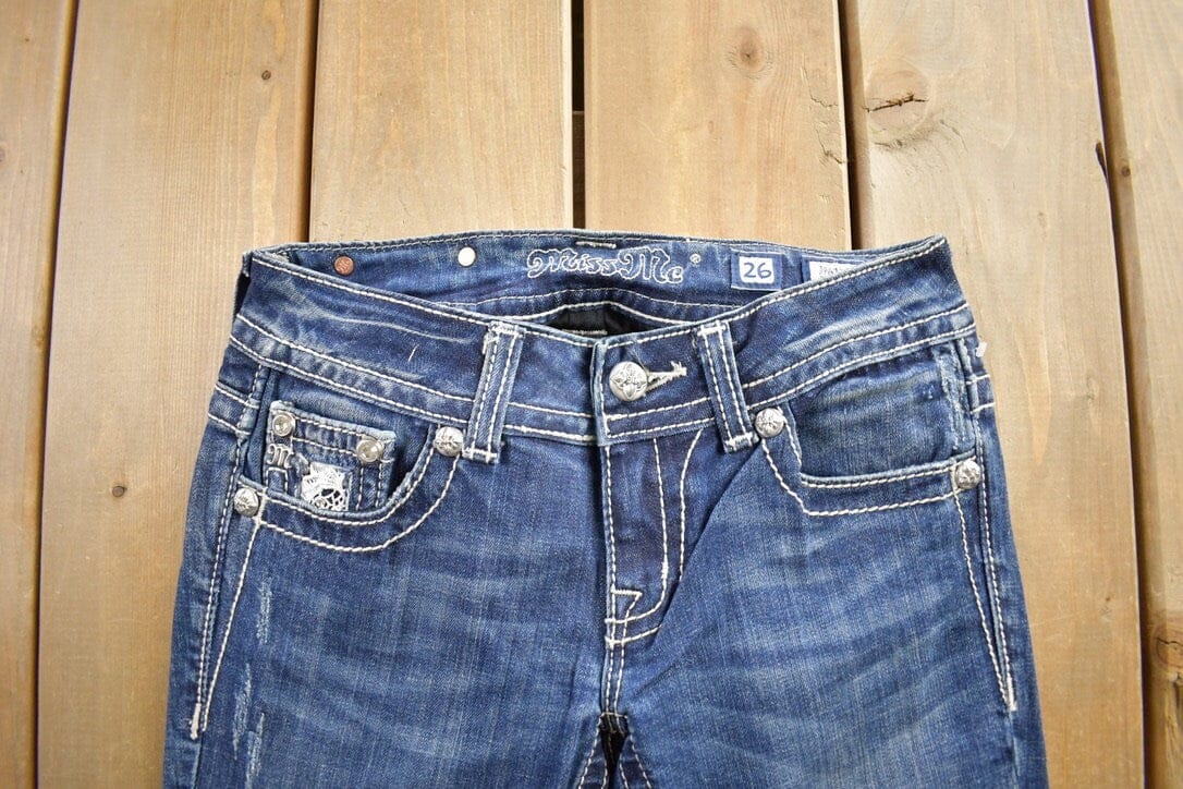Vintage Y2K Miss Me Bedazzled Cowgirl Western Boot Cut Low Rise Jeans Women's 26 x 33 from propervintagecanada