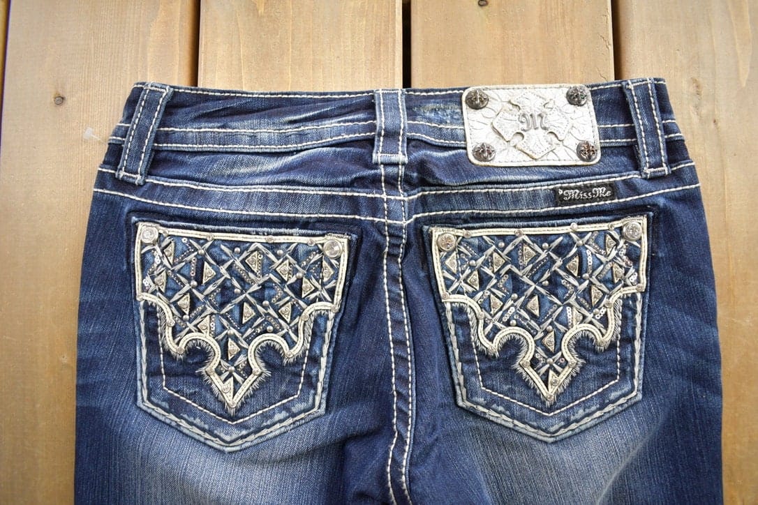 Vintage Y2K Miss Me Bedazzled Cowgirl Western Boot Cut Low Rise Jeans Women's 26 x 33 from propervintagecanada