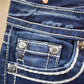 Vintage Y2K Miss Me Bedazzled Cowgirl Western Boot Cut Low Rise Jeans Women's 26 x 33 from propervintagecanada