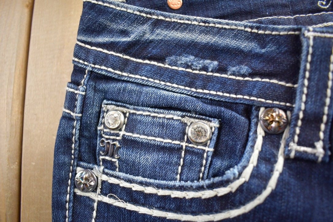 Vintage Y2K Miss Me Bedazzled Cowgirl Western Boot Cut Low Rise Jeans Women's 26 x 33 from propervintagecanada