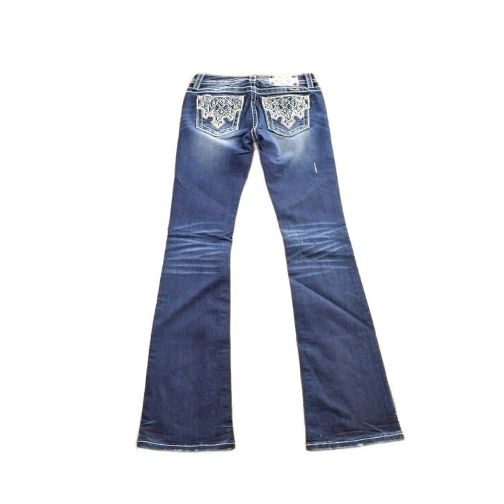 Vintage Y2K Miss Me Bedazzled Cowgirl Western Boot Cut Low Rise Jeans Women's 26 x 33 from propervintagecanada