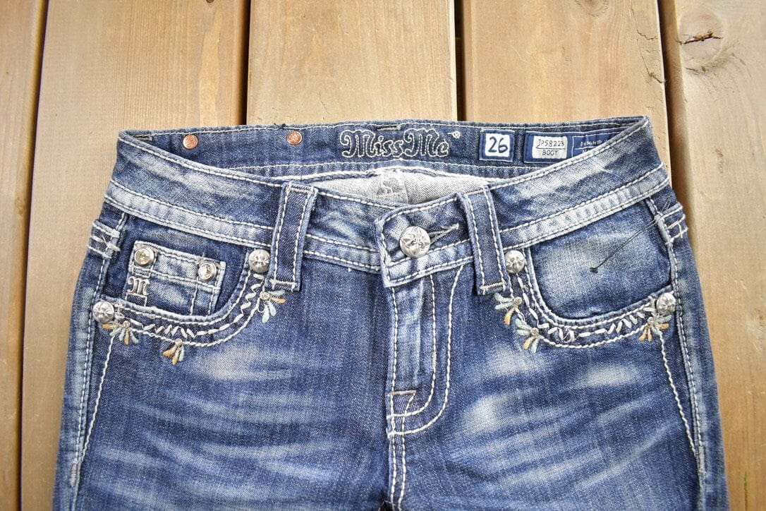 Vintage Y2K Miss Me Bedazzled Cowgirl Western Boot Cut Low Rise Jeans Women's 26 x 33 from propervintagecanada