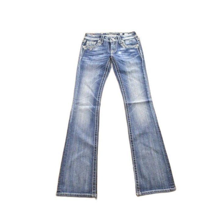 Vintage Y2K Miss Me Bedazzled Cowgirl Western Boot Cut Low Rise Jeans Women's 26 x 33 from propervintagecanada
