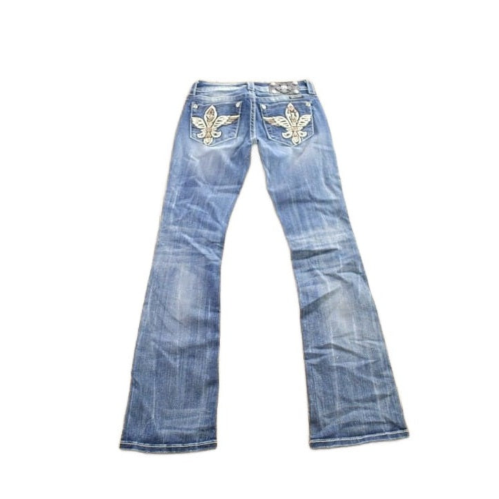 Vintage Y2K Miss Me Bedazzled Cowgirl Western Boot Cut Low Rise Jeans Women's 26 x 33 from propervintagecanada