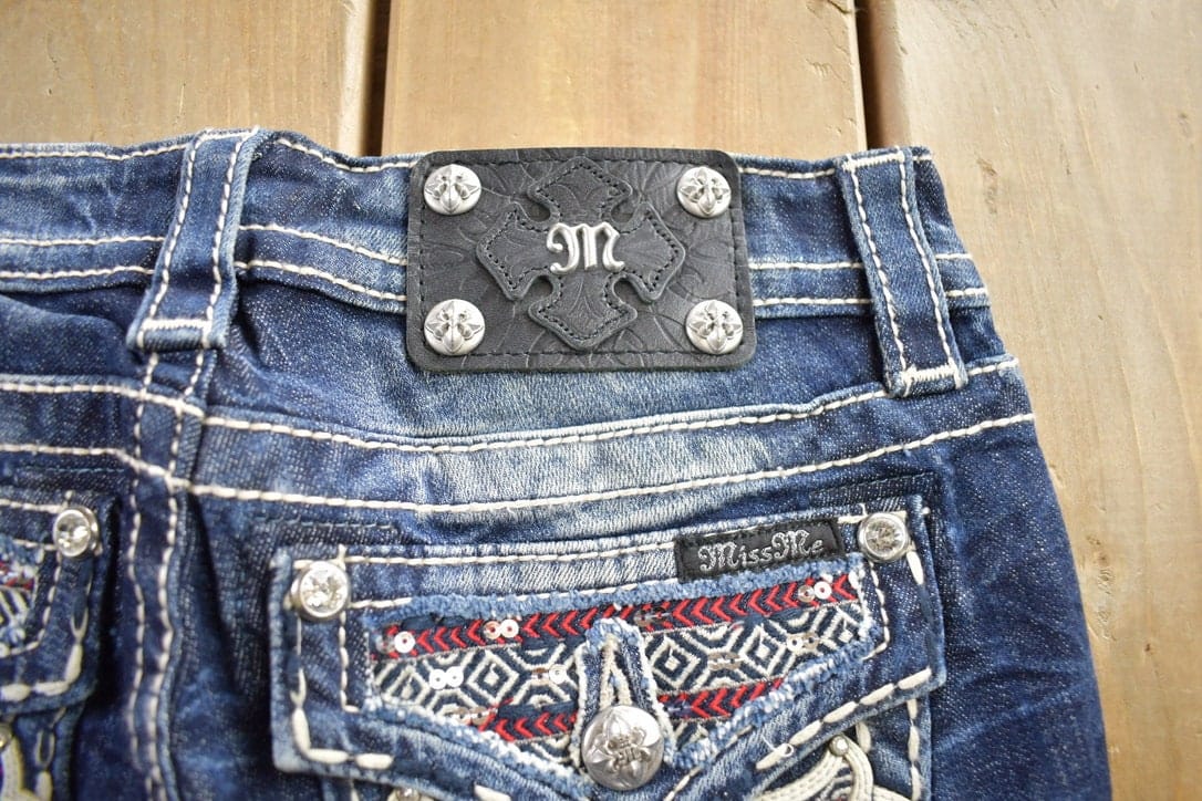 Vintage Y2K Miss Me Bedazzled Cowgirl Western Boot Cut Low Rise Jeans Women's 26 x 33 from propervintagecanada