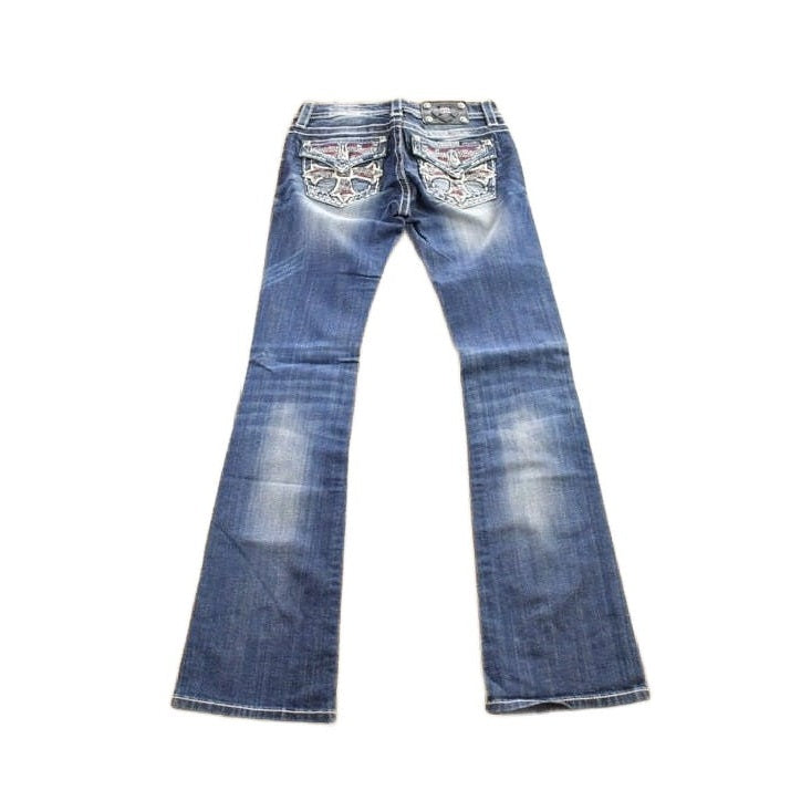 Vintage Y2K Miss Me Bedazzled Cowgirl Western Boot Cut Low Rise Jeans Women's 26 x 33 from propervintagecanada