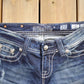 Vintage Y2K Miss Me Bedazzled Embroidered Boot Cut Low Rise Jeans Size 26x33 from propervintagecanada