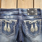 Vintage Y2K Miss Me Bedazzled Embroidered Boot Cut Low Rise Jeans Size 26x33 from propervintagecanada