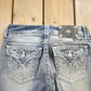 Vintage Y2K Miss Me Bedazzled Embroidered Boot Cut Low Rise Jeans Size 26x33 from propervintagecanada