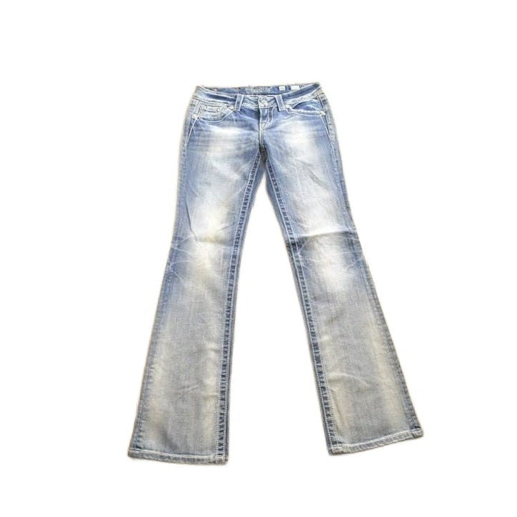 Vintage Y2K Miss Me Bedazzled Embroidered Boot Cut Low Rise Jeans Size 26x33 from propervintagecanada