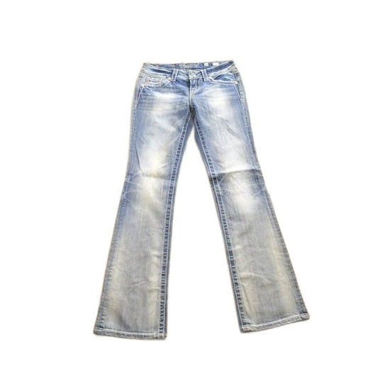 Vintage Y2K Miss Me Bedazzled Embroidered Boot Cut Low Rise Jeans Size 26x33 from propervintagecanada