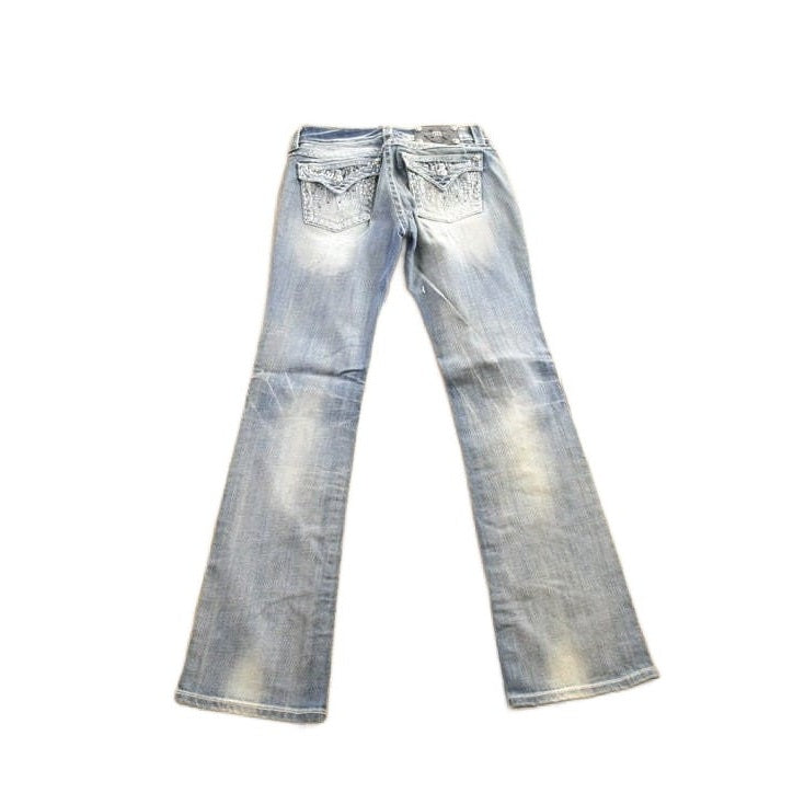 Vintage Y2K Miss Me Bedazzled Embroidered Boot Cut Low Rise Jeans Size 26x33 from propervintagecanada
