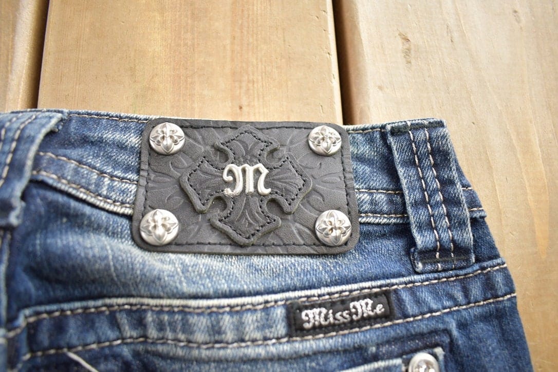 Vintage Y2K Miss Me Bedazzled Embroidered Boot Cut Low Rise Jeans Women's 26 x 33 from propervintagecanada