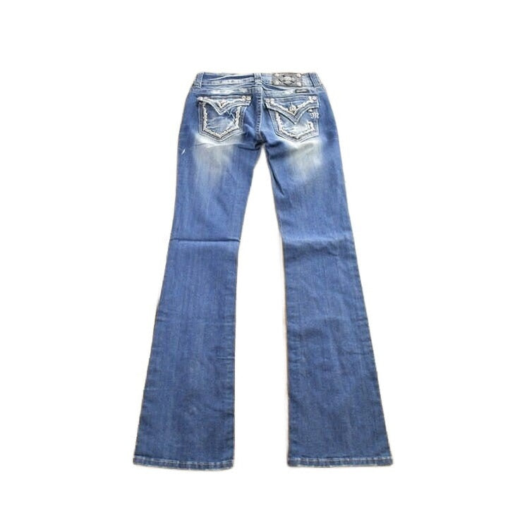 Vintage Y2K Miss Me Bedazzled Embroidered Boot Cut Low Rise Jeans Women's 26 x 33 from propervintagecanada