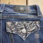 Vintage Y2K Miss Me Bedazzled Embroidered Dark Wash Boot Cut Low Rise Jeans Women's 26 x 33 from propervintagecanada
