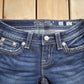 Vintage Y2K Miss Me Bedazzled Embroidered Dark Wash Boot Cut Low Rise Jeans Women's 26 x 33 from propervintagecanada