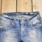 Vintage Y2K Miss Me Bedazzled Embroidered Faded Low Rise Boot Cut Low Rise Jeans Women's 26 x 33 from propervintagecanada
