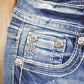 Vintage Y2K Miss Me Bedazzled Embroidered Faded Low Rise Boot Cut Low Rise Jeans Women's 26 x 33 from propervintagecanada