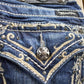 Vintage Y2K Miss Me Bedazzled Embroidered Low Rise Boot Cut Low Rise Jeans 26x33 from propervintagecanada