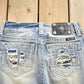 Vintage Y2K Miss Me Bedazzled Embroidered Thrashed Low Rise Boot Cut Low Rise Jeans Women's 26 x 33 from propervintagecanada