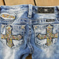 Vintage Y2K Miss Me Bedazzled Low Rise Jeans Women's 23 x 25 / Bootcut / 2000's Embroidered Contrast Stitched Denim from propervintagecanada
