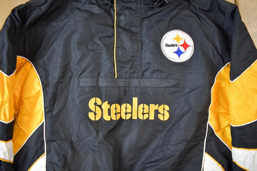 Vintage Y2k NFL Pittsburg Steelers Embroidered Removable Hooded Jacket from propervintagecanada