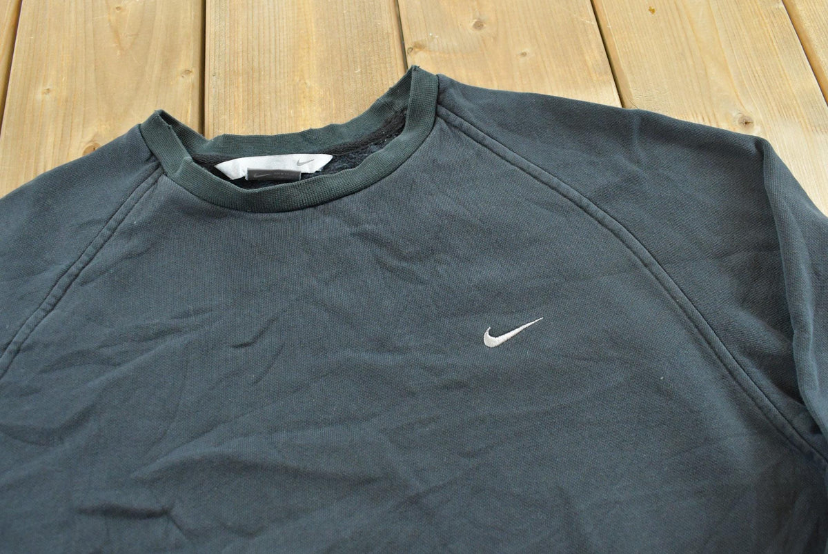 Vintage Y2K Nike Embroidered Mini Swoosh Black Raglan Crewneck Sweatshirt Men's L / 00s Sportswear / 2000s Streetwear / Athleisure from propervintagecanada