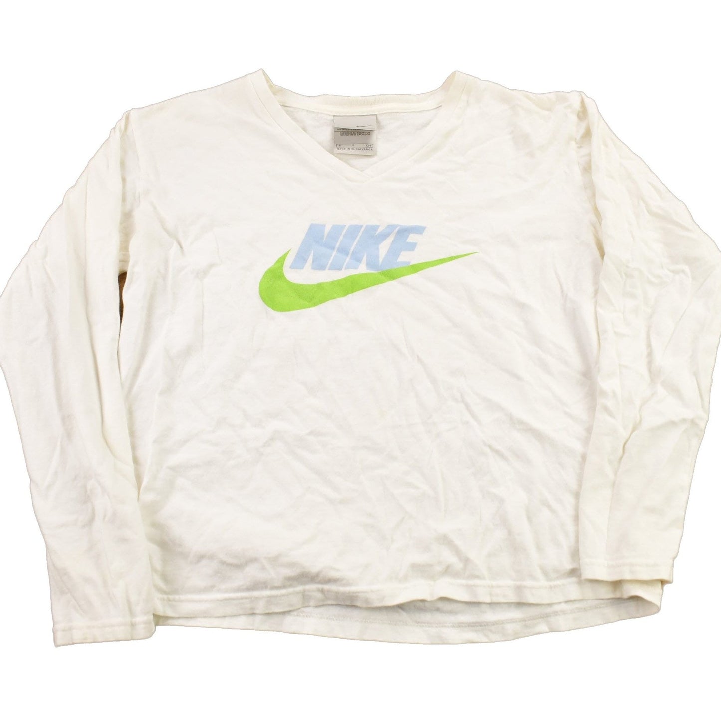Vintage Y2K Nike Long Sleeve Graphic V-Neck T-Shirt Men's XS from propervintagecanada