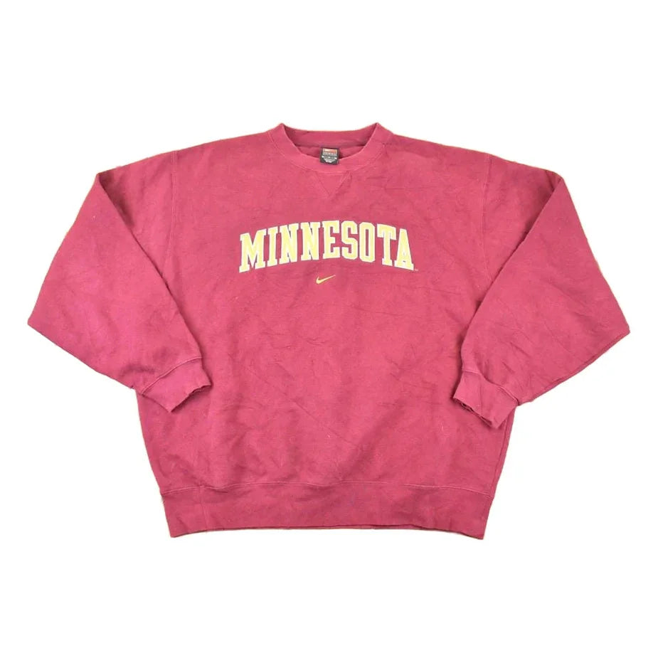 Vintage Y2K Nike Minnesota University Embroidered Swoosh Crewneck Sweater Mens XXL from propervintagecanada