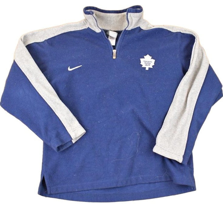 Vintage Y2K Nike Toronto Maple Leafs Quarter Zip NHL Fleece Outdoorsman Sweater Youth M from propervintagecanada