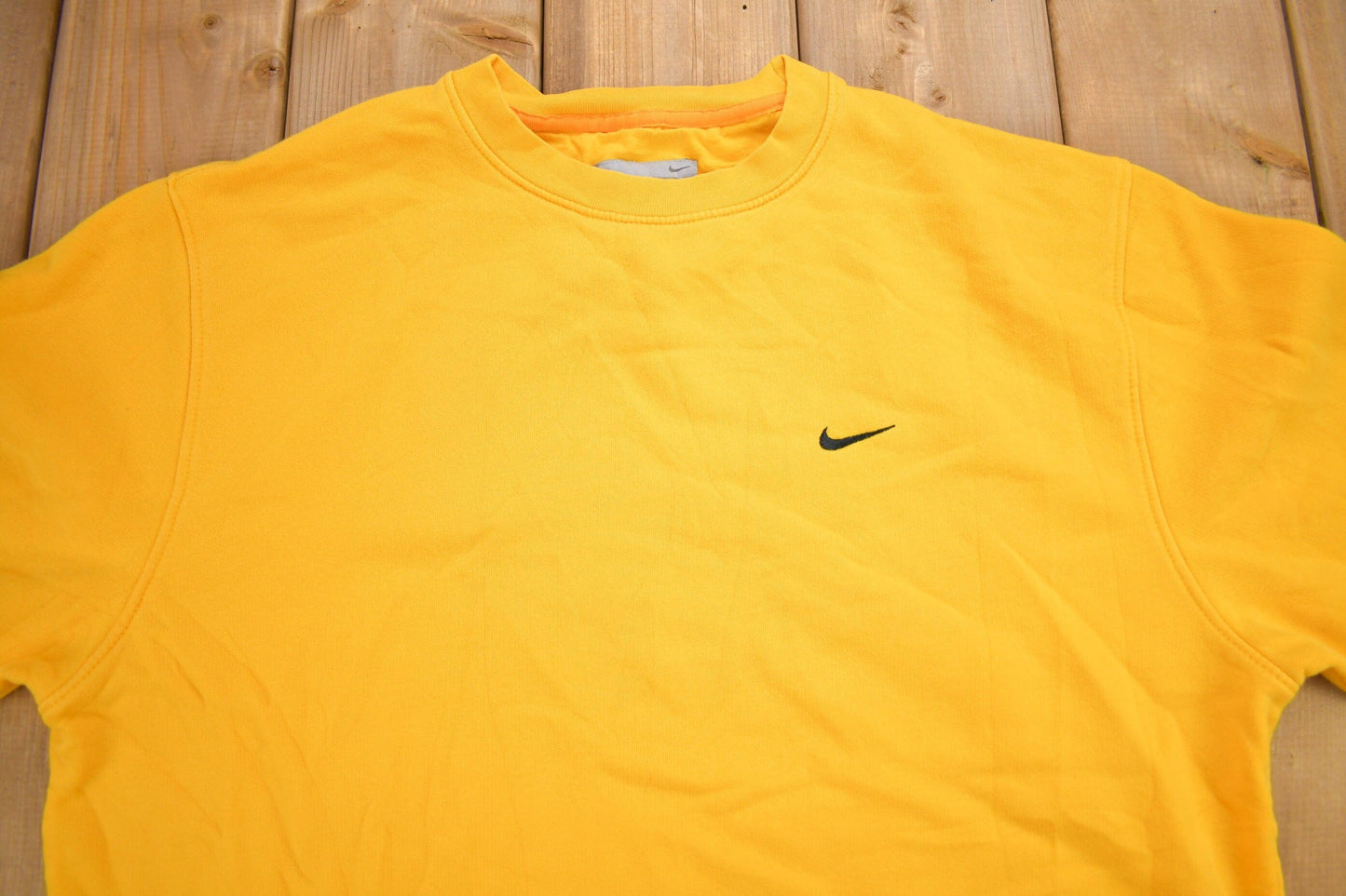 Vintage Y2K Nike Yellow Embroidered Mini Swoosh Crewneck Sweatshirt Men's Medium from propervintagecanada