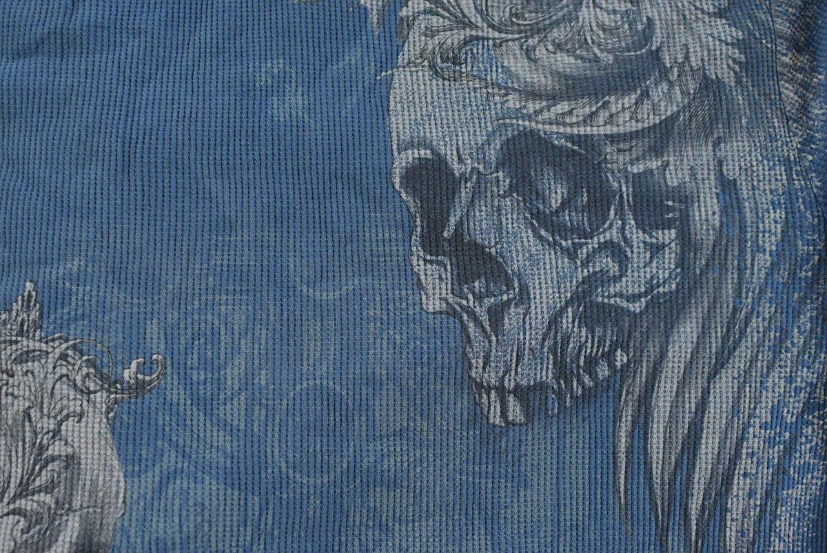 Vintage Y2K No Boundaries Goth Skull Thermal Knit Long Sleeve Shirt Men's Large from propervintagecanada