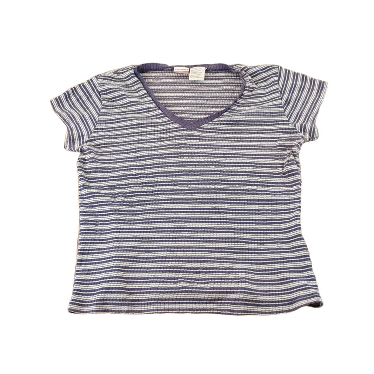 Vintage Y2K No Boundaries Purple Striped V-Neck T-Shirt Youth XL from propervintagecanada