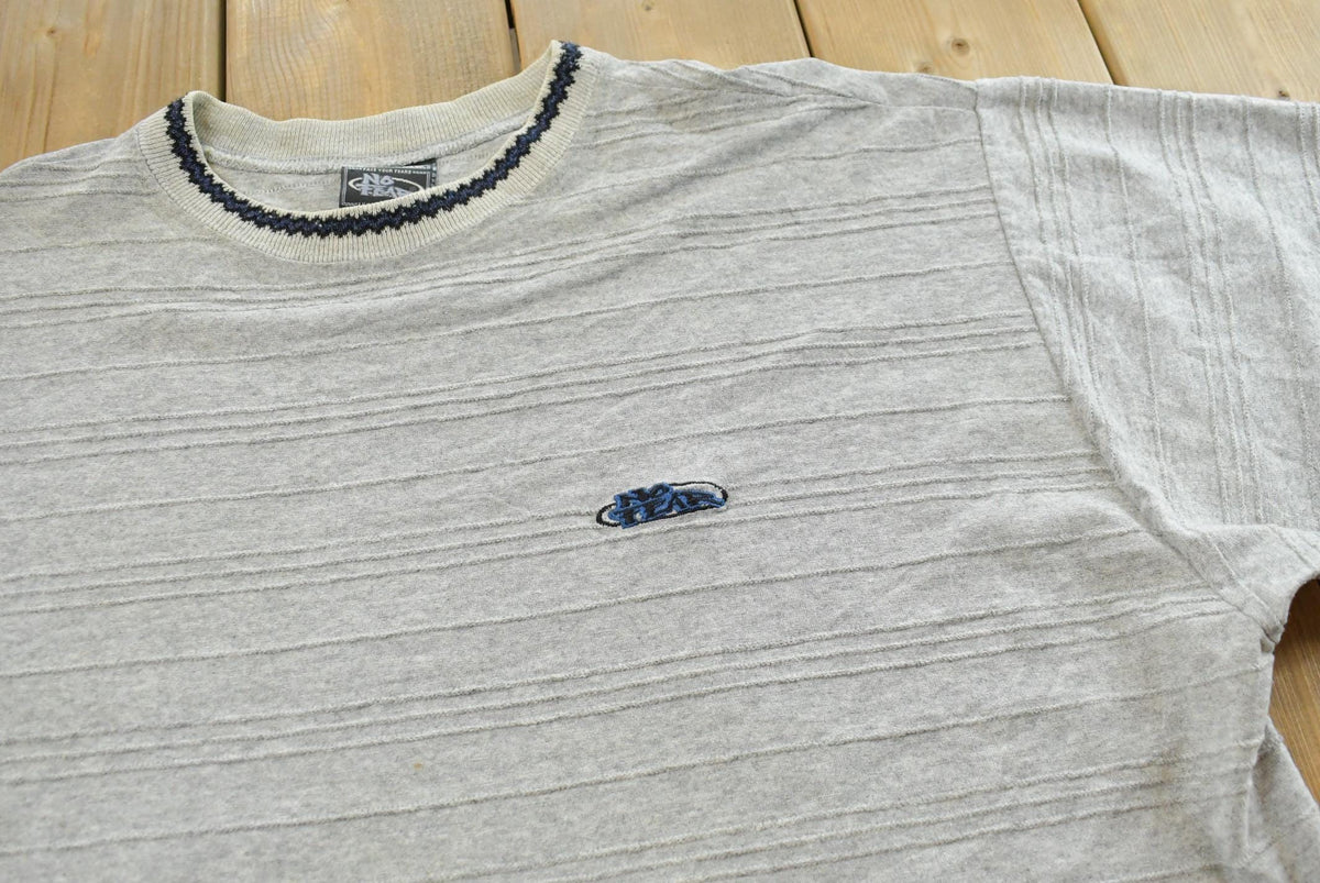 Vintage Y2K No Fear Textured Striped T-Shirt Mens XL from propervintagecanada