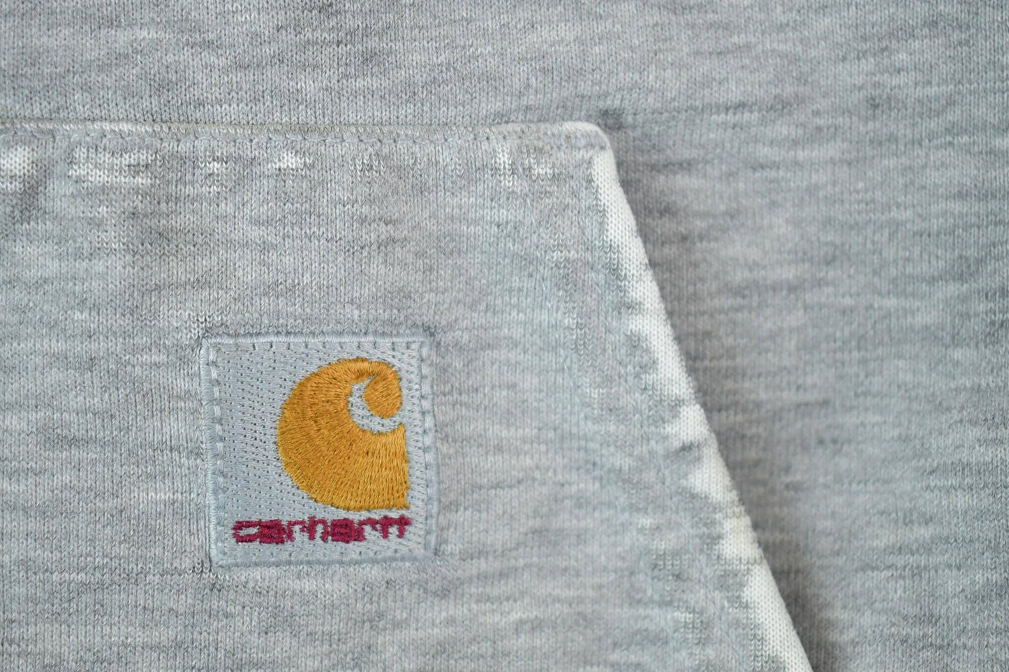 Vintage Y2K Perfectly Distressed Carhartt Heather Grey Hoodie Sweatshirt Men's 2XL Tall from propervintagecanada