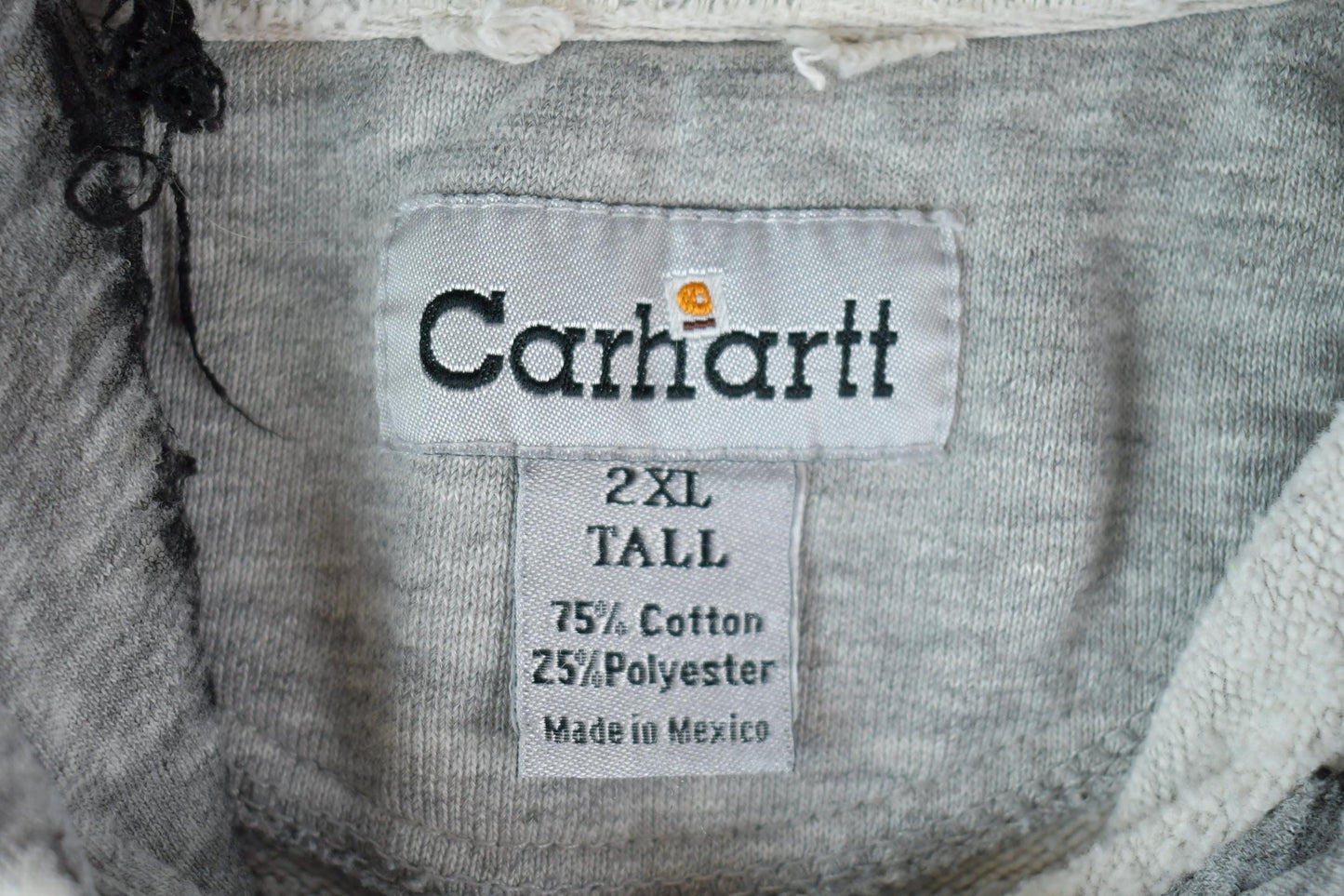 Vintage Y2K Perfectly Distressed Carhartt Heather Grey Hoodie Sweatshirt Men's 2XL Tall from propervintagecanada