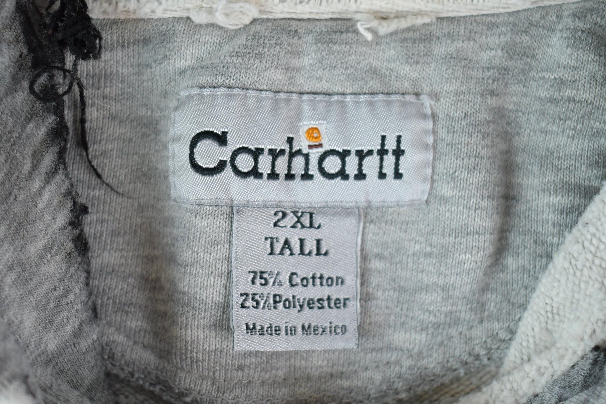 Vintage Y2K Perfectly Distressed Carhartt Heather Grey Hoodie Sweatshirt Men's 2XL Tall from propervintagecanada