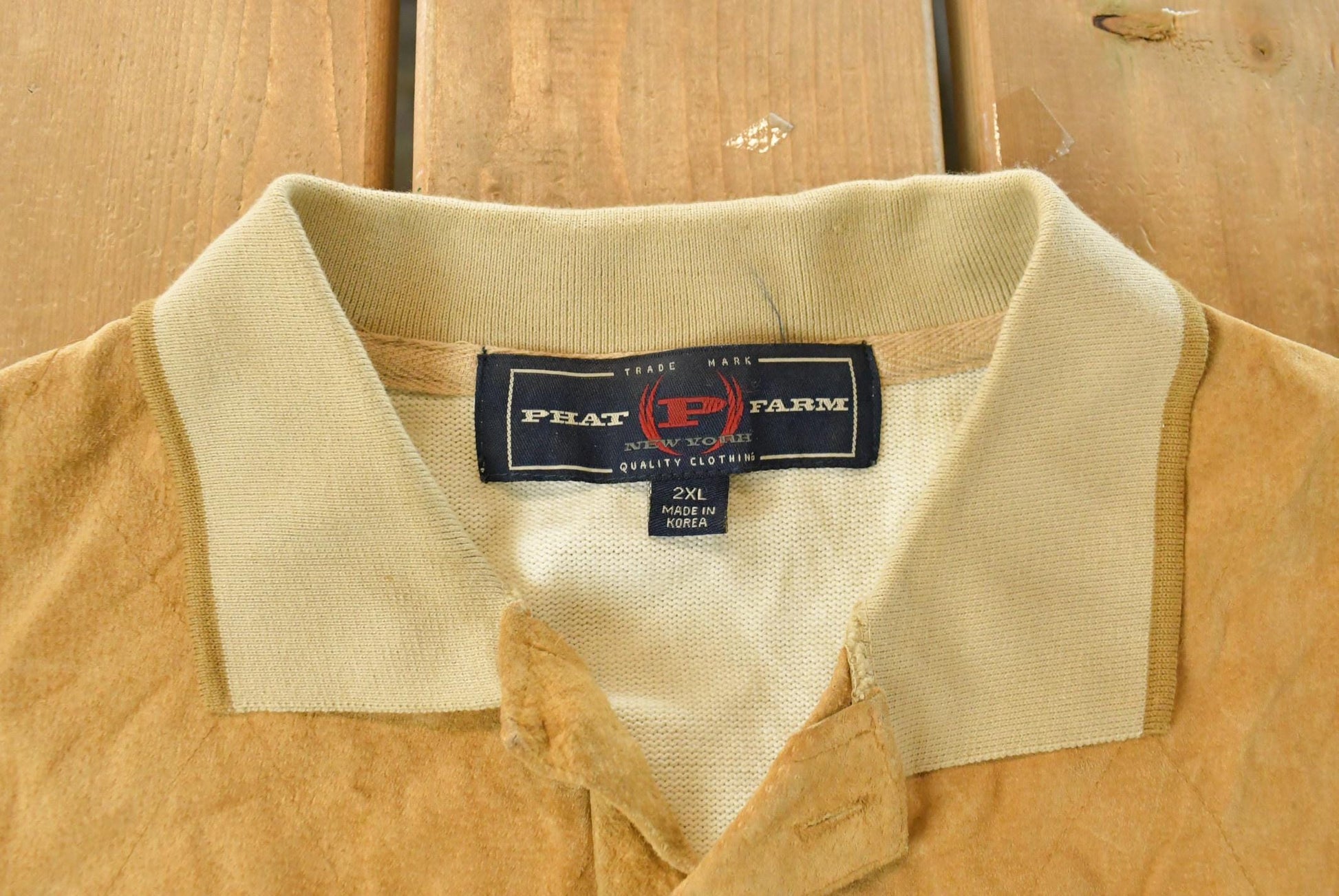 Vintage Y2K Phat Farm Leather Suede Polo Shirt Men's 2XL / Vintage Hip Hop / Embroidered / 2000s Argyle Pattern from propervintagecanada